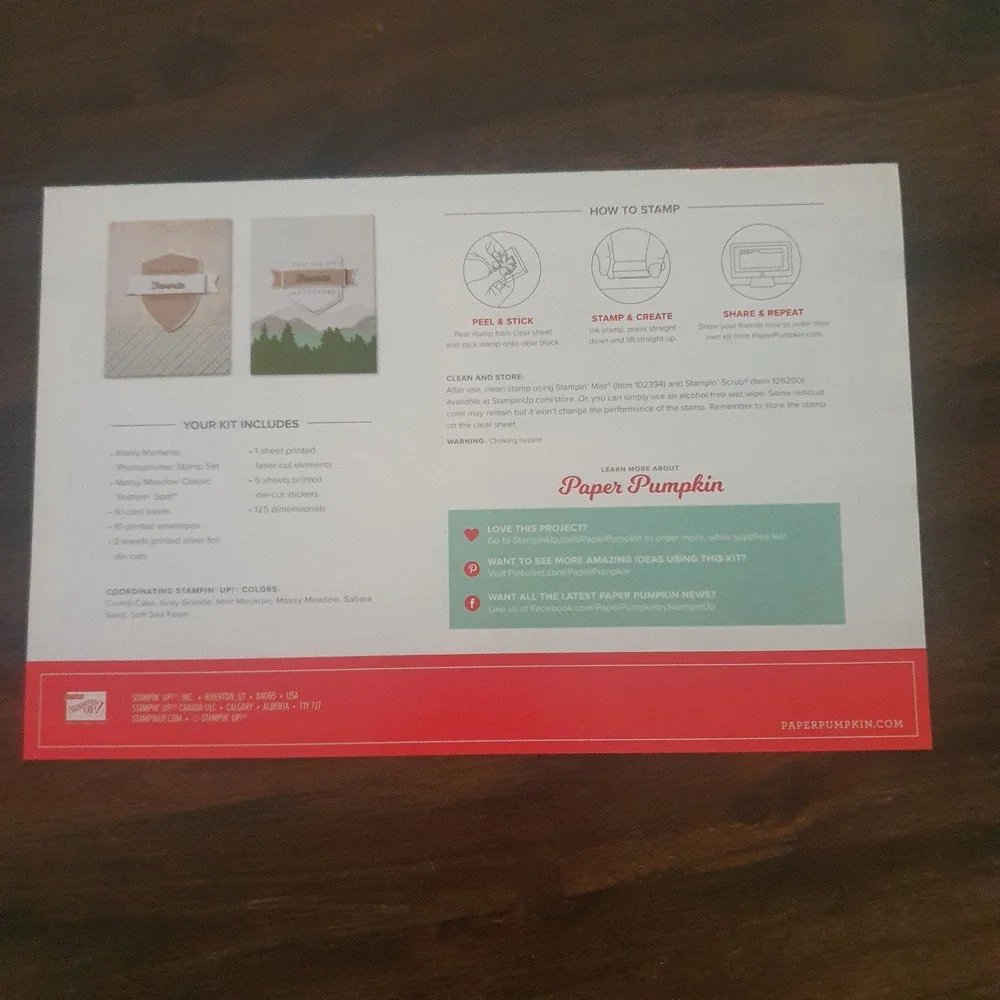 Stampin Up Paper Pumpkin Manly Moments May 2018 Card Making Kit 147523 Retired
